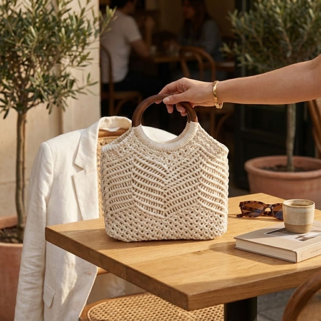 Knotted Macrame Tote: Stylish Eco-Friendly Accessory